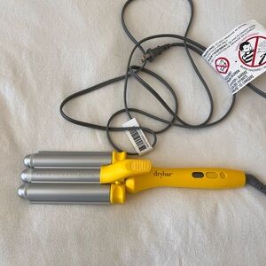 Drybar Triple Barrel Waver in Yellow with Silver Barrels